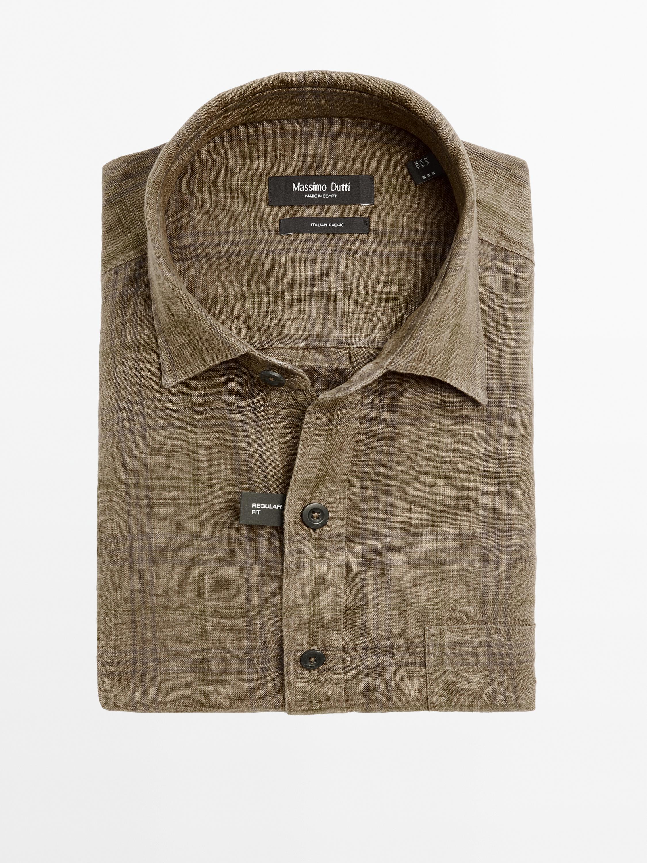 Regular fit linen check shirt